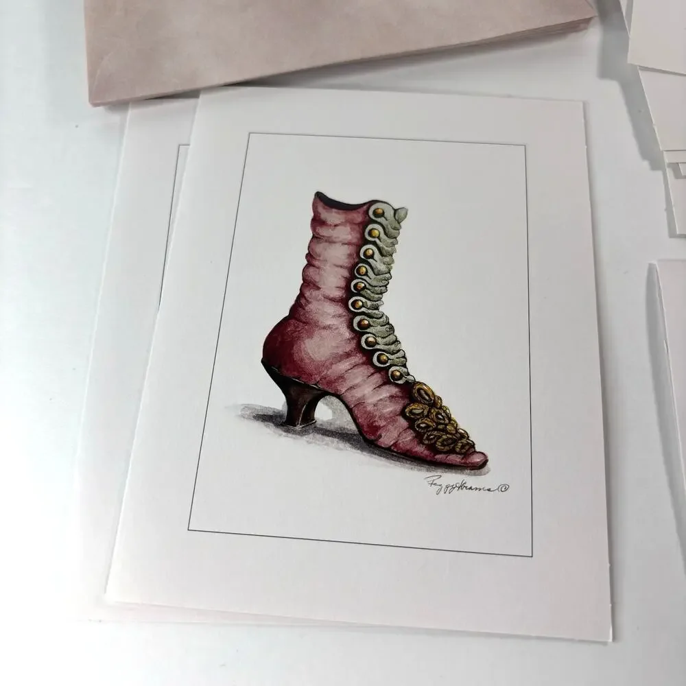 Lot 9 Victorian Shoe Note Cards w/ envelopes Blank Feminine Dressing Room Girly
